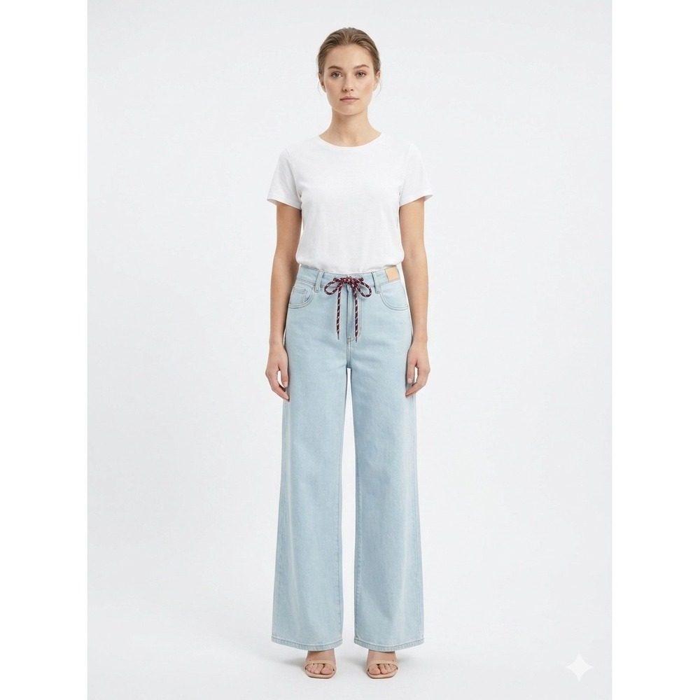 Kut from the‎ Kloth Maya Wide Leg Jeans High Rise Drawstring Light Wash Size 2P